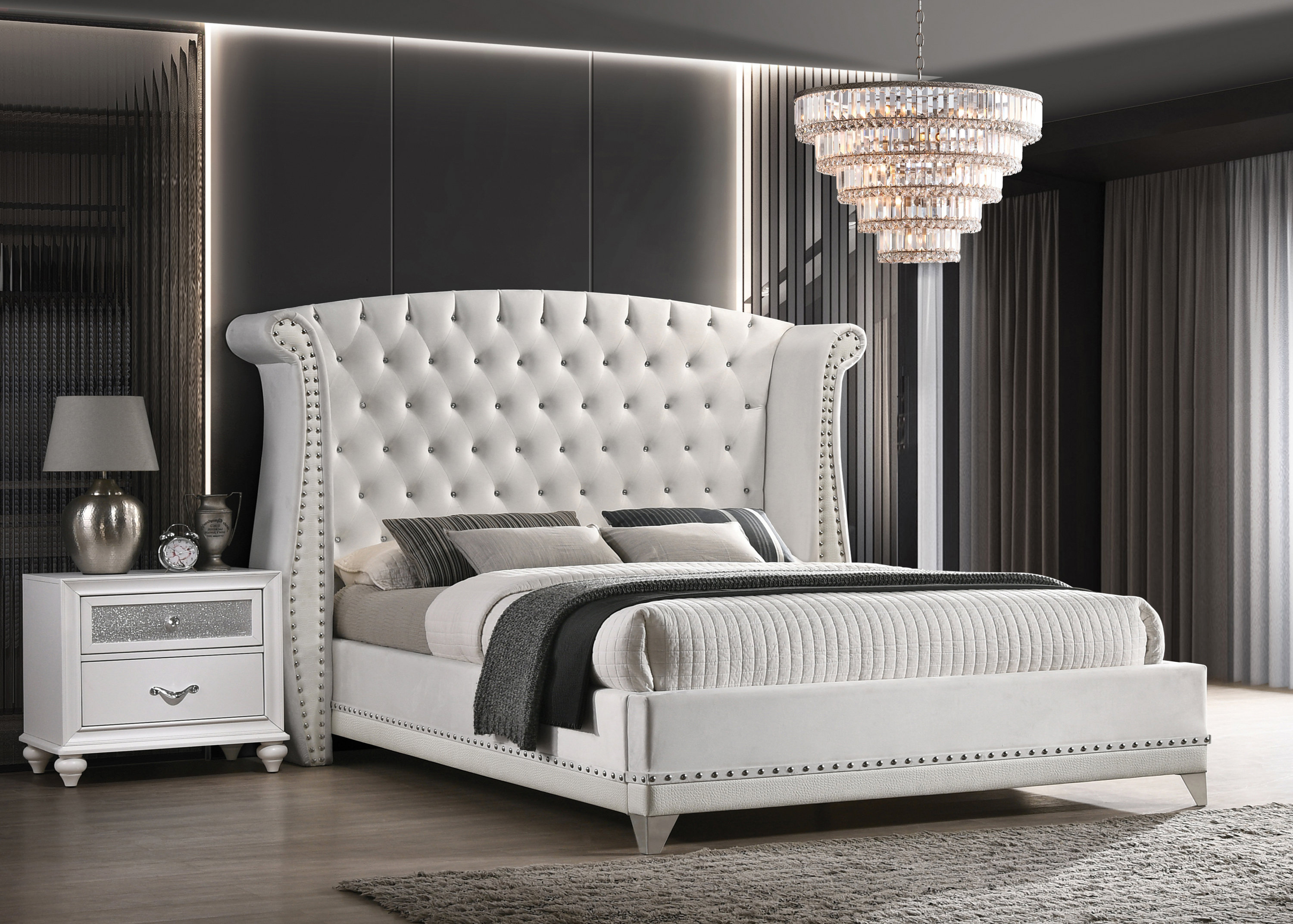 White wingback bed frame sales